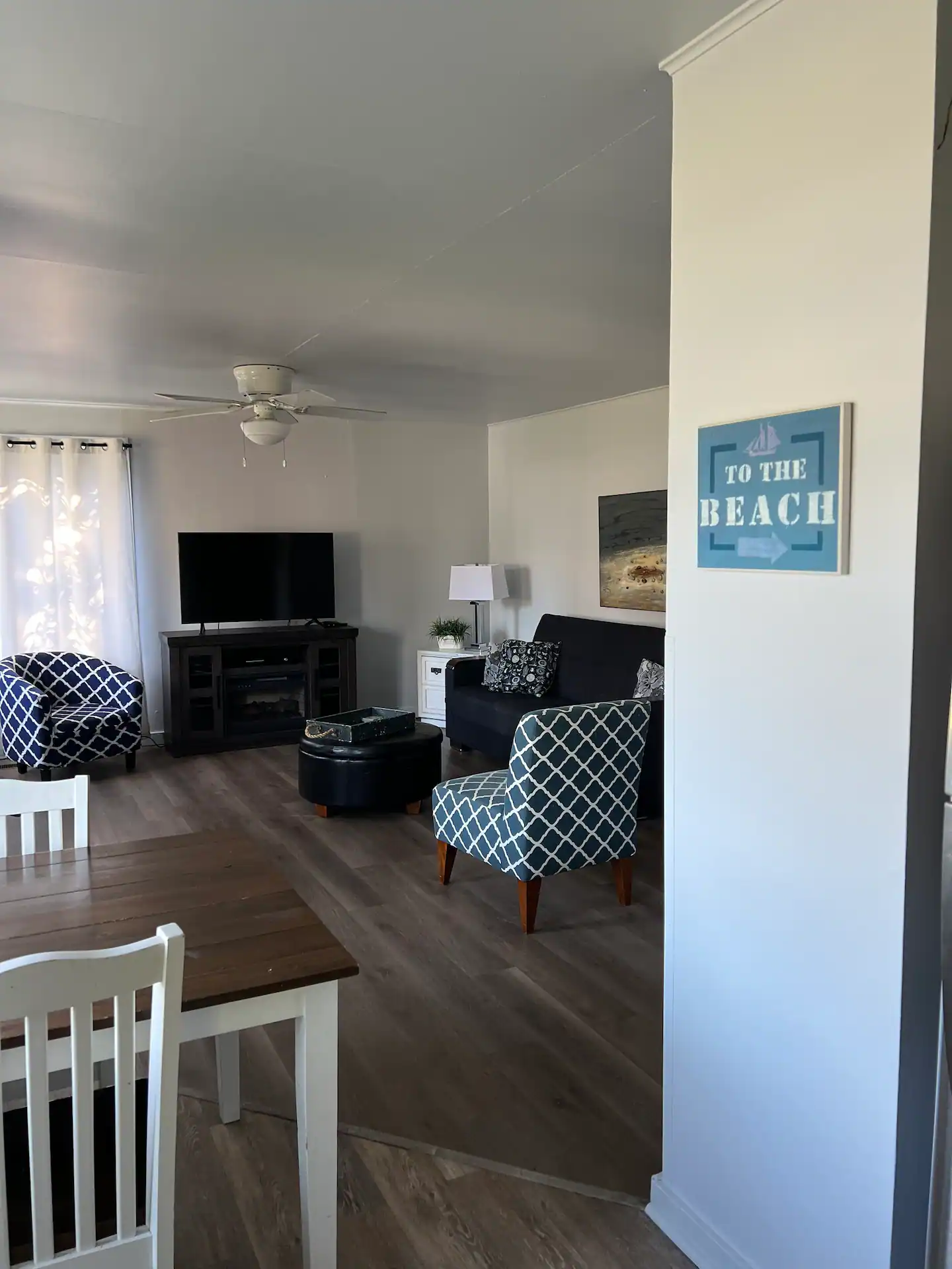 Looking from the kitchen into the common area of the Guest House