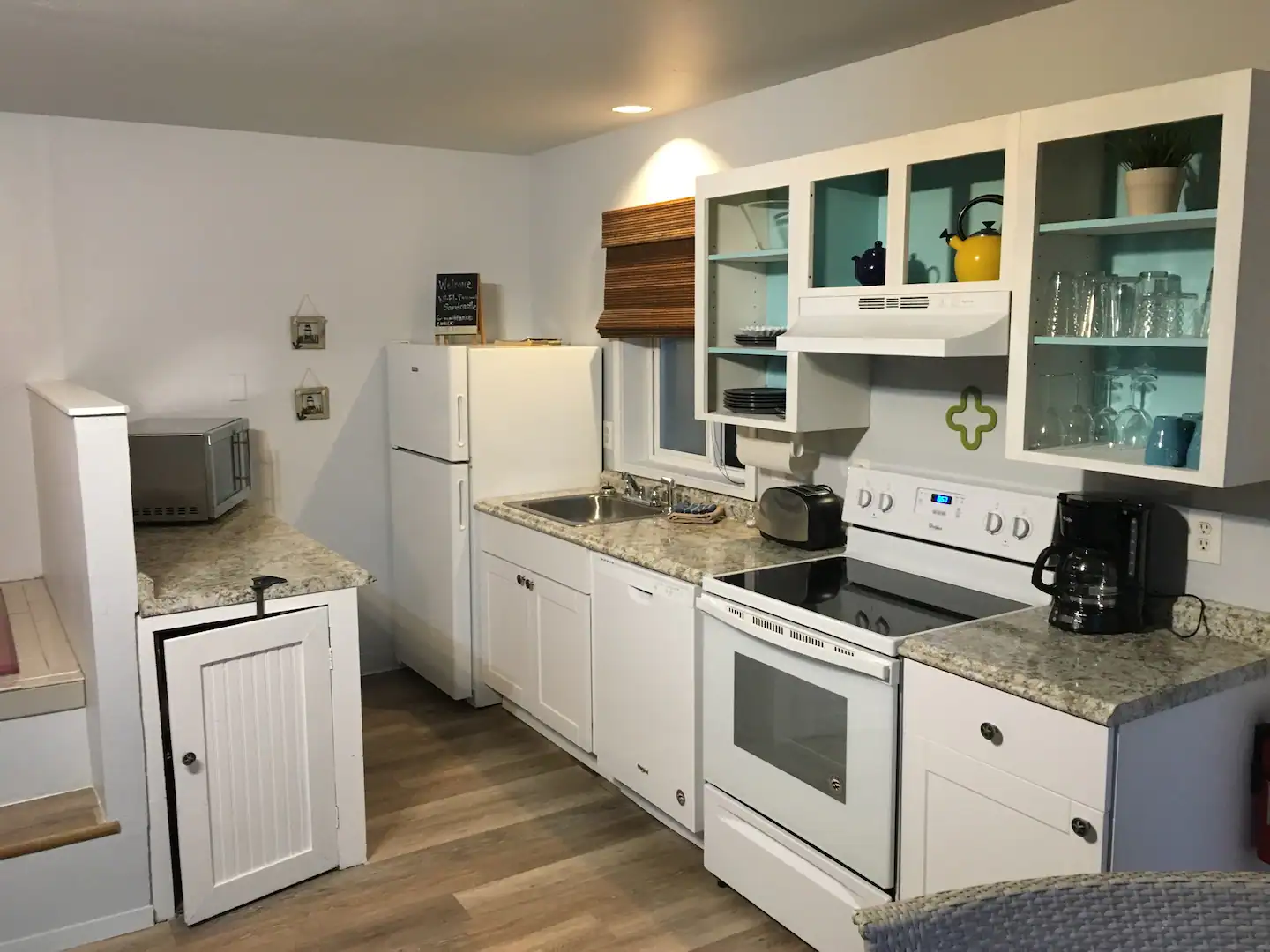View of the kitchen inside The Lighthouse beach home